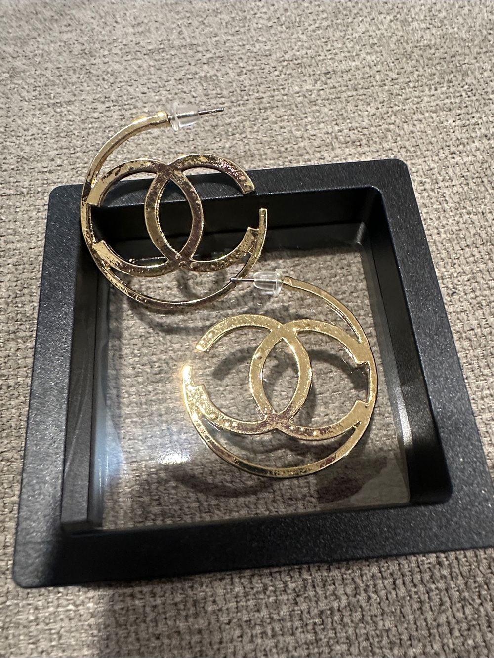 Gold Double-Circle Hoop Earrings for Women